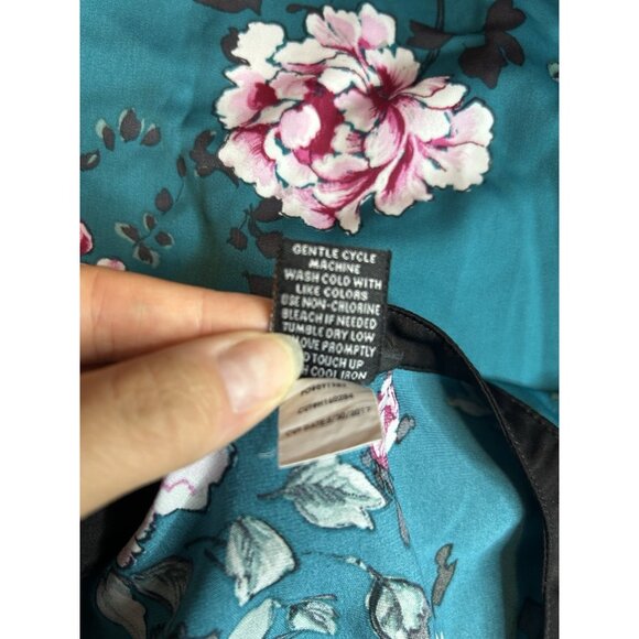 Torrid Size 1 (1X) Top Floral Print Contrast Dolman Top / Blouse Turquoise - Picture 10 of 10
